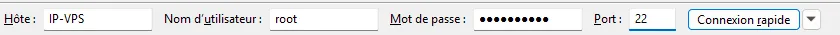 Barre de connexion rapide FileZilla