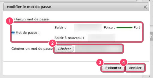 Boîte Modifier le mot de passe