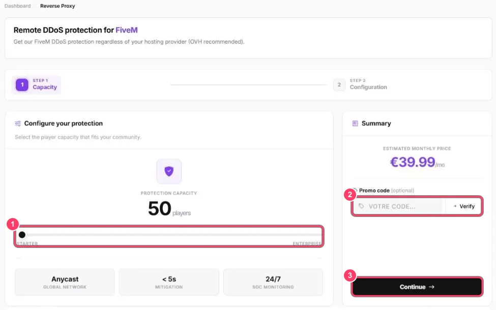 Commande du Reverse Proxy