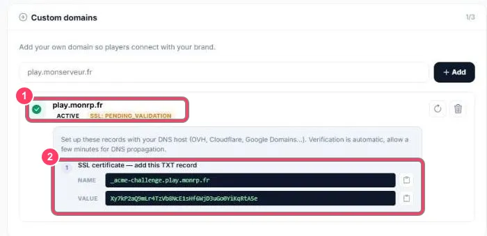 Validation du certificat SSL