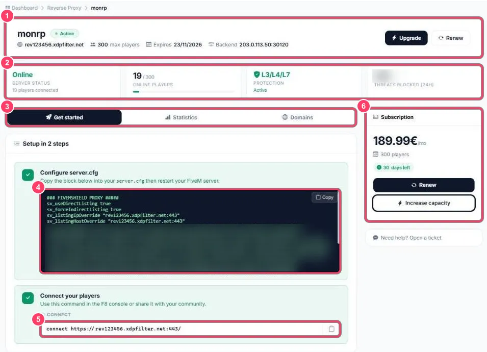 Page du Reverse Proxy
