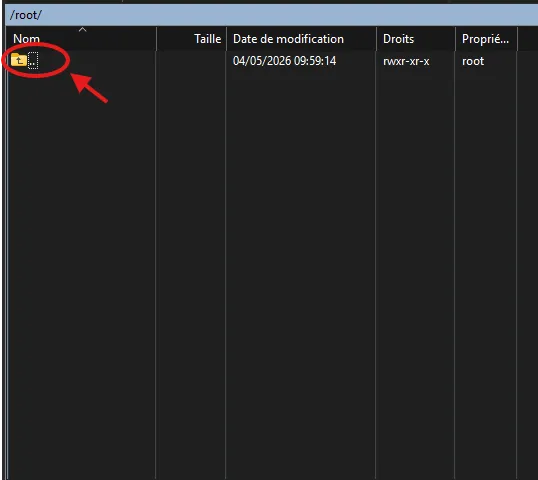 Cliquer sur « .. » dans votre client SFTP