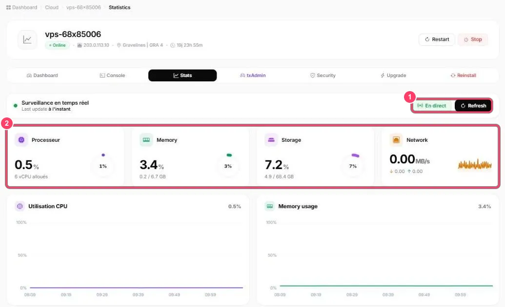 Statistiques du VPS